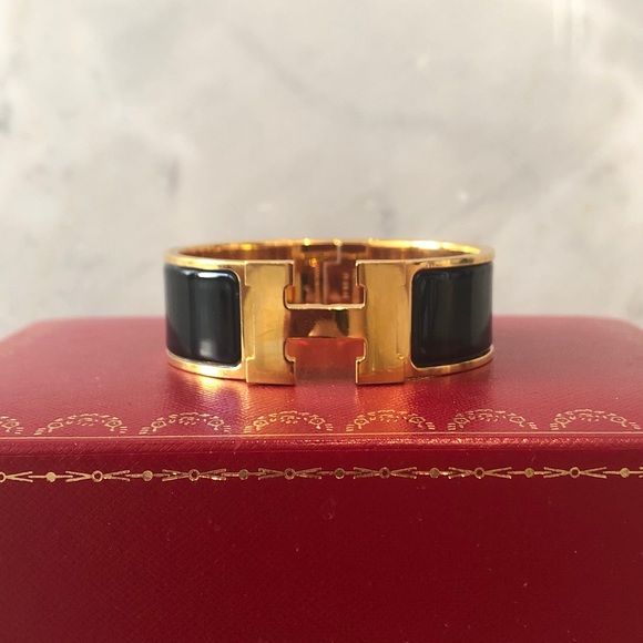 🧡SOLD🧡Hermes Clic Clac H Bracelet PM Wide Black - Picture 2 of 9